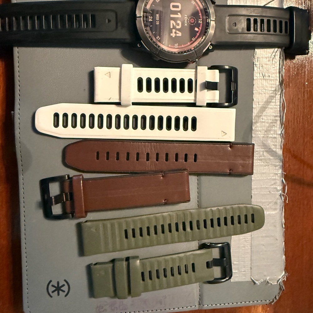 Silicone and Leather Replacement Watch Bands - Black, White, Brown, Olive.